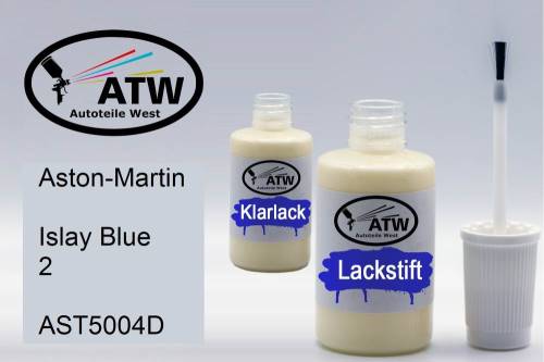 Aston-Martin, Islay Blue 2, AST5004D: 20ml Lackstift + 20ml Klarlack - Set, von ATW Autoteile West.